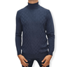 ElOutlet Men Pullover [Slim Fit] Men High Collar (Turtleneck) Pullover AE (triangle shapes) - Dark Blue