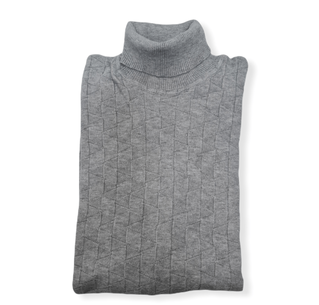 ElOutlet Men Pullover [Slim Fit] Men High Collar (Turtleneck) Pullover AE (triangle shapes) - Grey