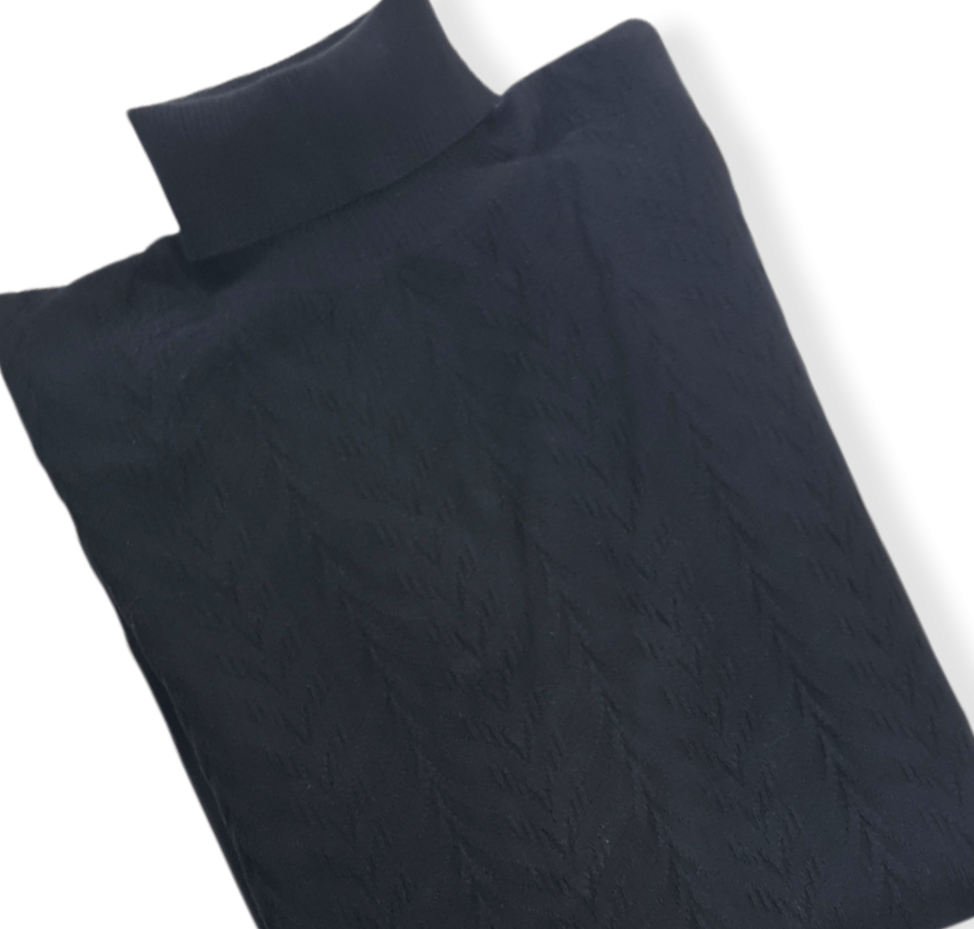 ElOutlet Men Pullover [Slim Fit] Men High Collar (Turtleneck) Pullover AE (wavy shapes) - Black
