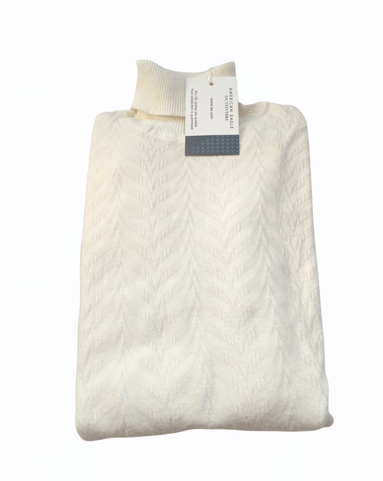 ElOutlet Men Pullover [Slim Fit] Men High Collar (Turtleneck) Pullover AE (wavy shapes) - White