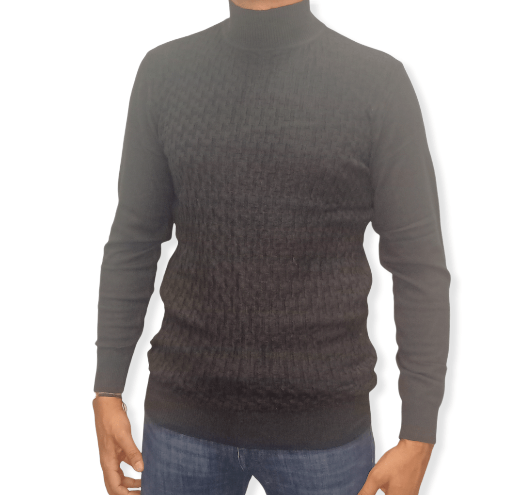 ElOutlet Men Pullover [Slim Fit] Men High Collar (Turtleneck) Pullover Massimo (brick shapes) - Black