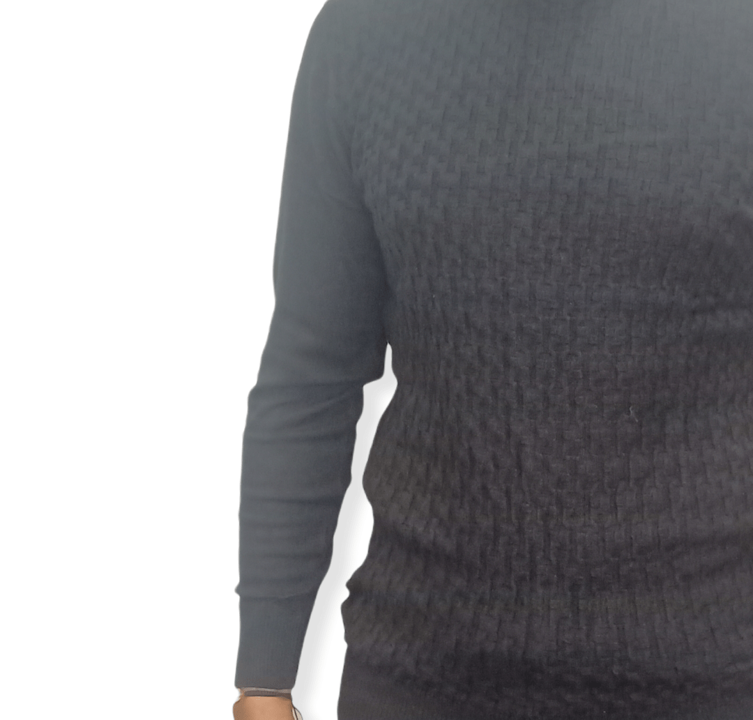 ElOutlet Men Pullover [Slim Fit] Men High Collar (Turtleneck) Pullover Massimo (brick shapes) - Black
