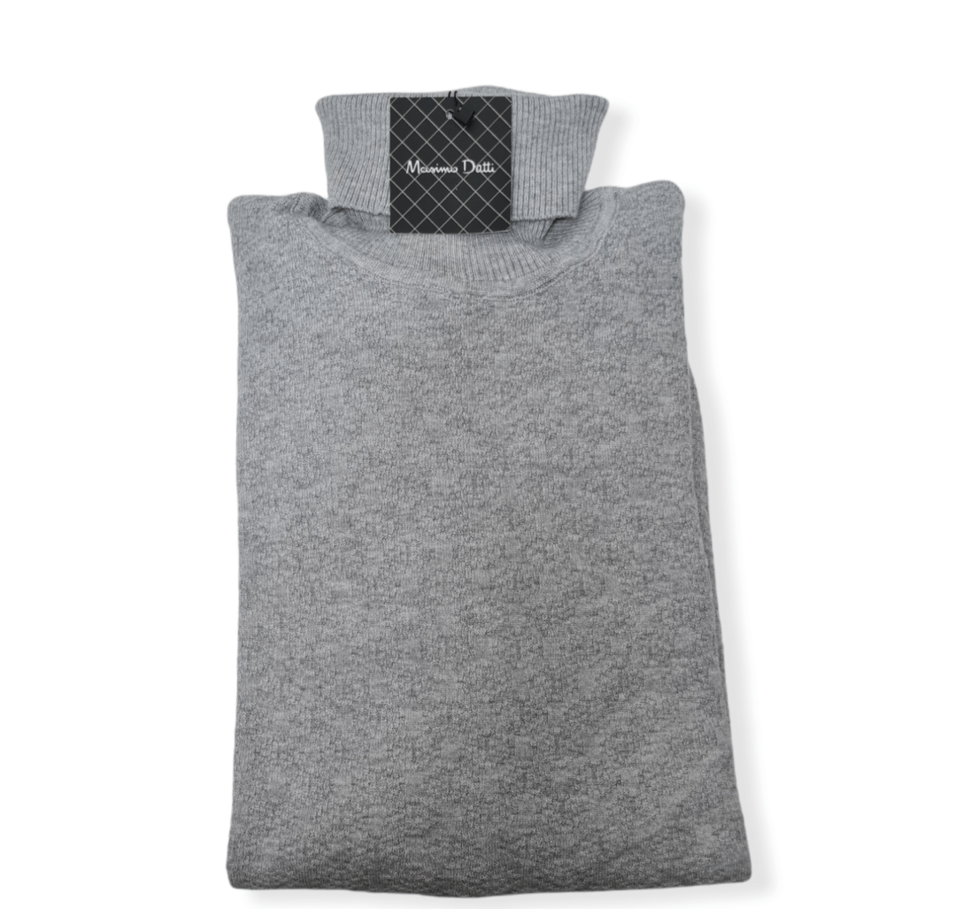 ElOutlet Men Pullover [Slim Fit] Men High Collar (Turtleneck) Pullover Massimo (circle shapes) - Grey