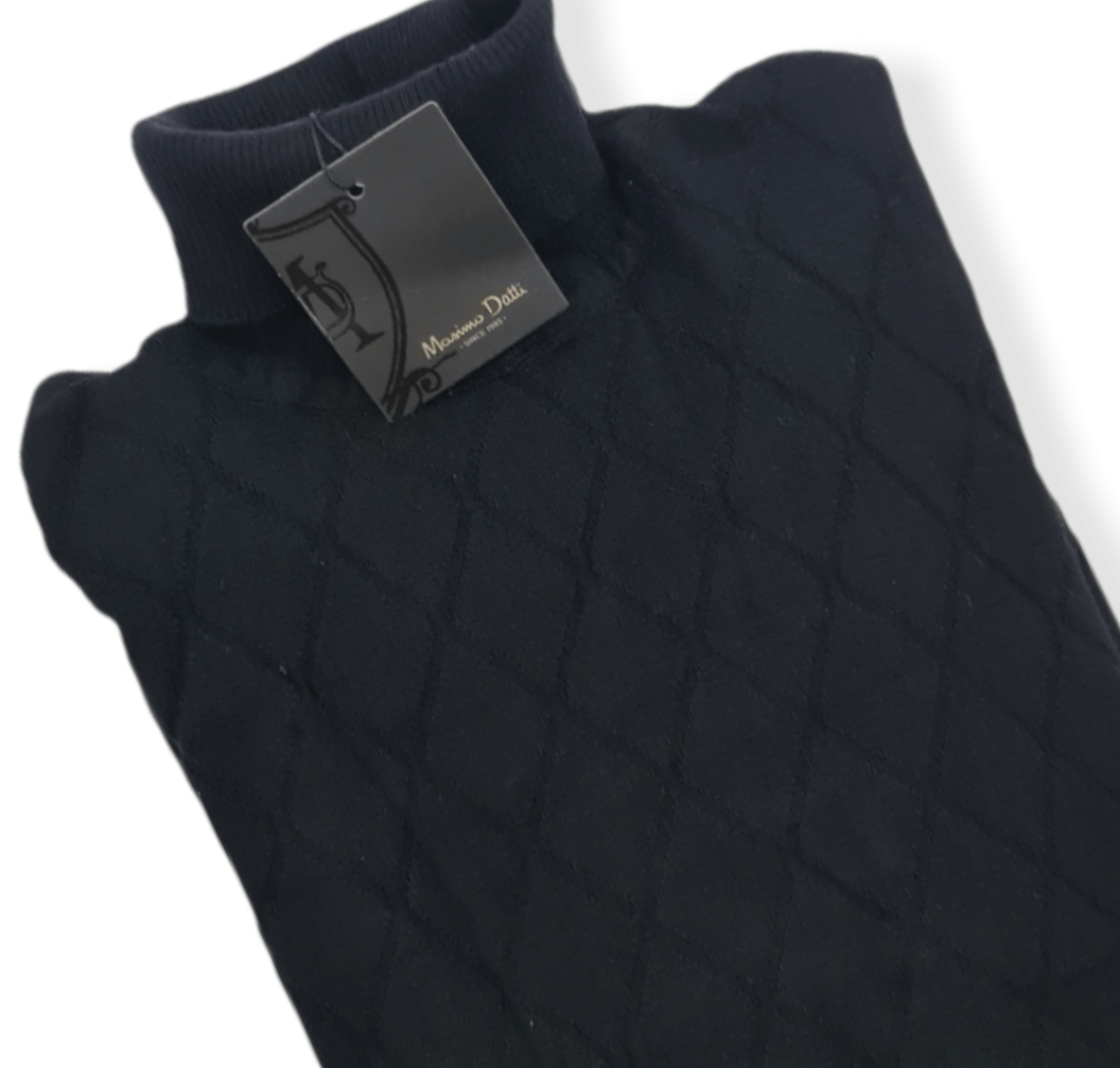 ElOutlet Men Pullover [Slim Fit] Men High Collar (Turtleneck) Pullover Massimo (diamond shapes) - Black