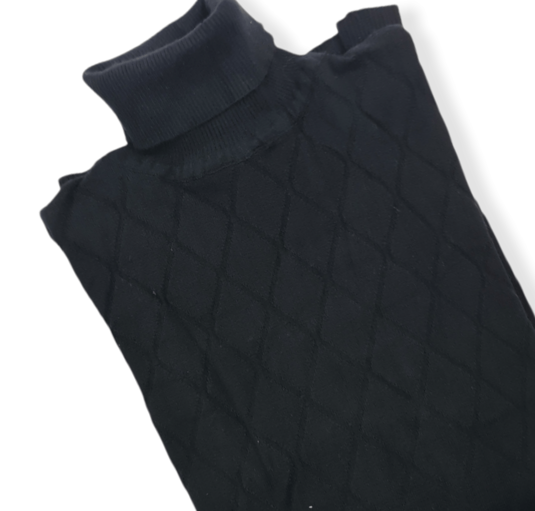 ElOutlet Men Pullover [Slim Fit] Men High Collar (Turtleneck) Pullover Massimo (diamond shapes) - Black