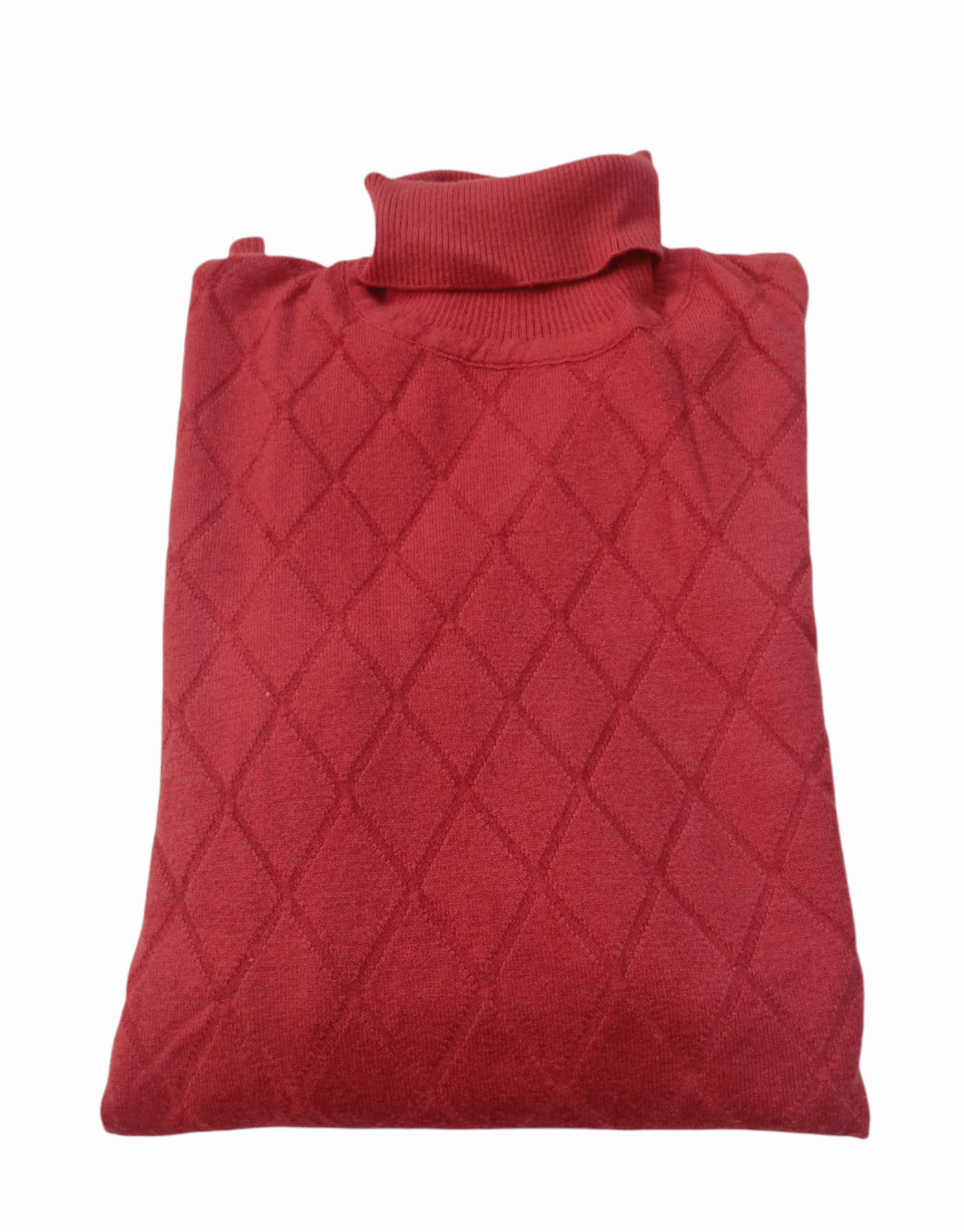 ElOutlet Men Pullover [Slim Fit] Men High Collar (Turtleneck) Pullover Massimo (diamond shapes) - Brick