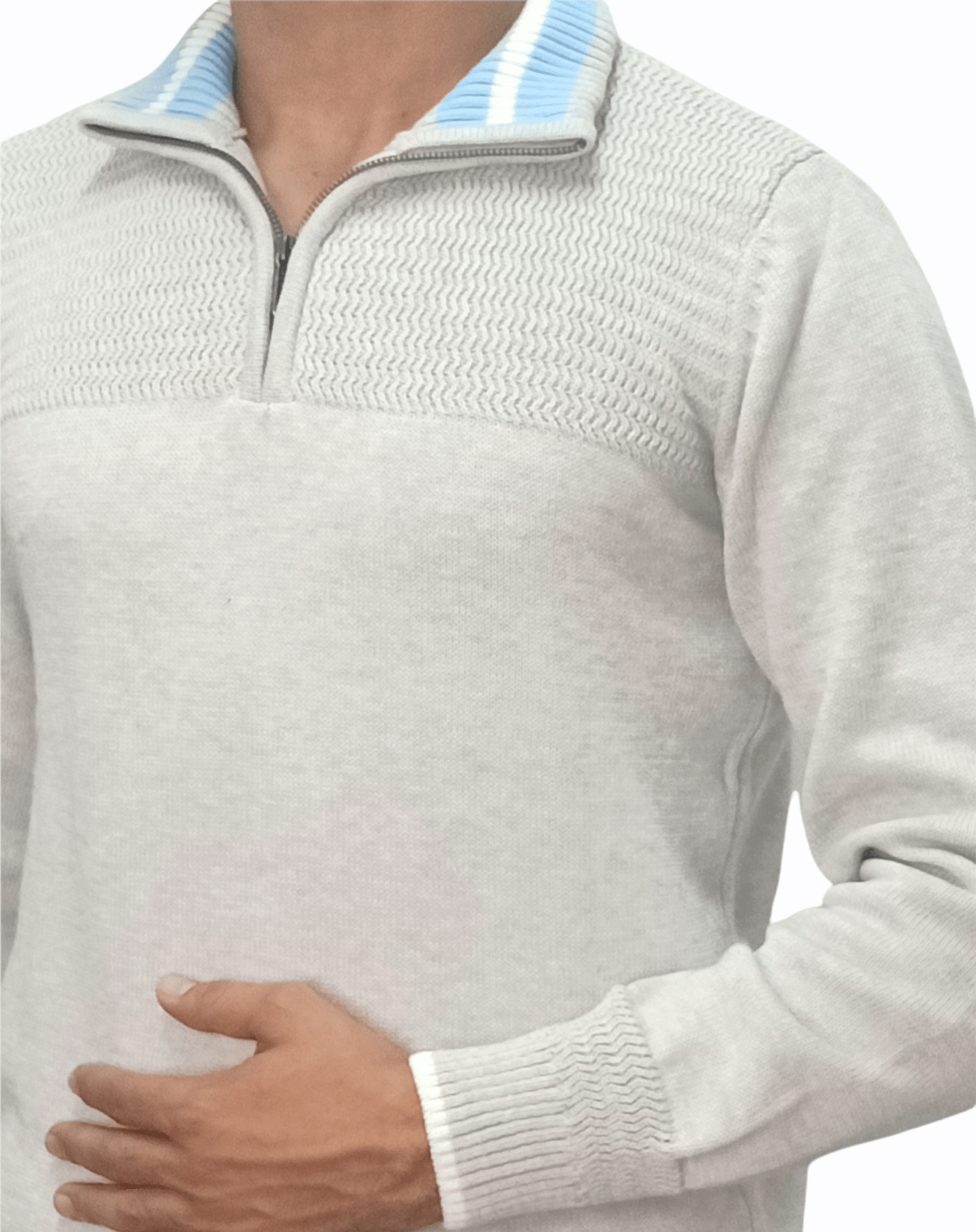 ElOutlet Men Pullover [Slim Fit] Men Pullover AX - Light Grey
