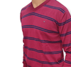 ElOutlet Men Pullover [Slim Fit] Men V-Collar Pullover TH - Red Stripes