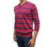 ElOutlet Men Pullover [Slim Fit] Men V-Collar Pullover TH - Red Stripes