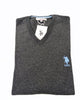 ElOutlet Men Pullover [Slim Fit] Men V-Collar Pullover USPA - Dark Grey