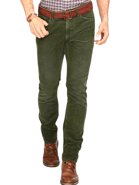 ElOutlet - Men Summer Men Pants Men Polo Pants (Slim-Fit) - Oil Green