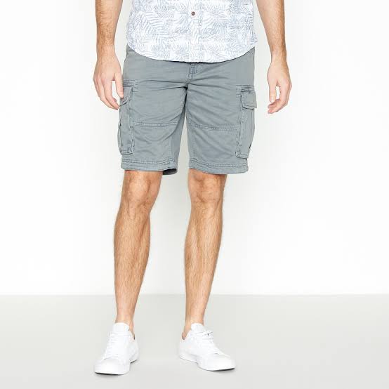 ElOutlet - Men Summer Men Shorts Men Cargo Shorts (Mantaray) - Light Grey 2