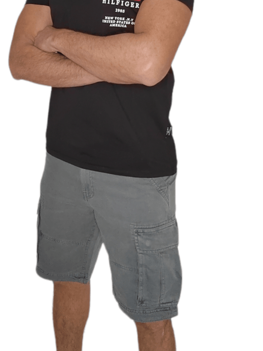 ElOutlet - Men Summer Men Shorts Men Cargo Shorts (Mantaray) - Light Grey