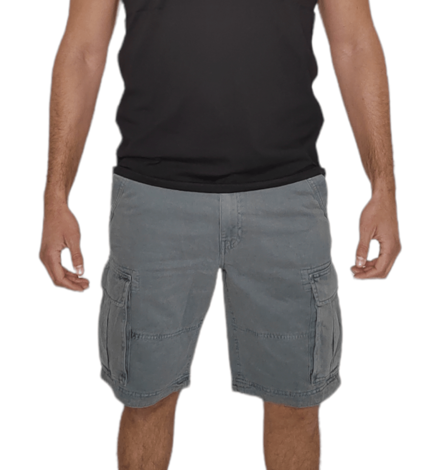 ElOutlet - Men Summer Men Shorts Men Cargo Shorts (Mantaray) - Light Grey