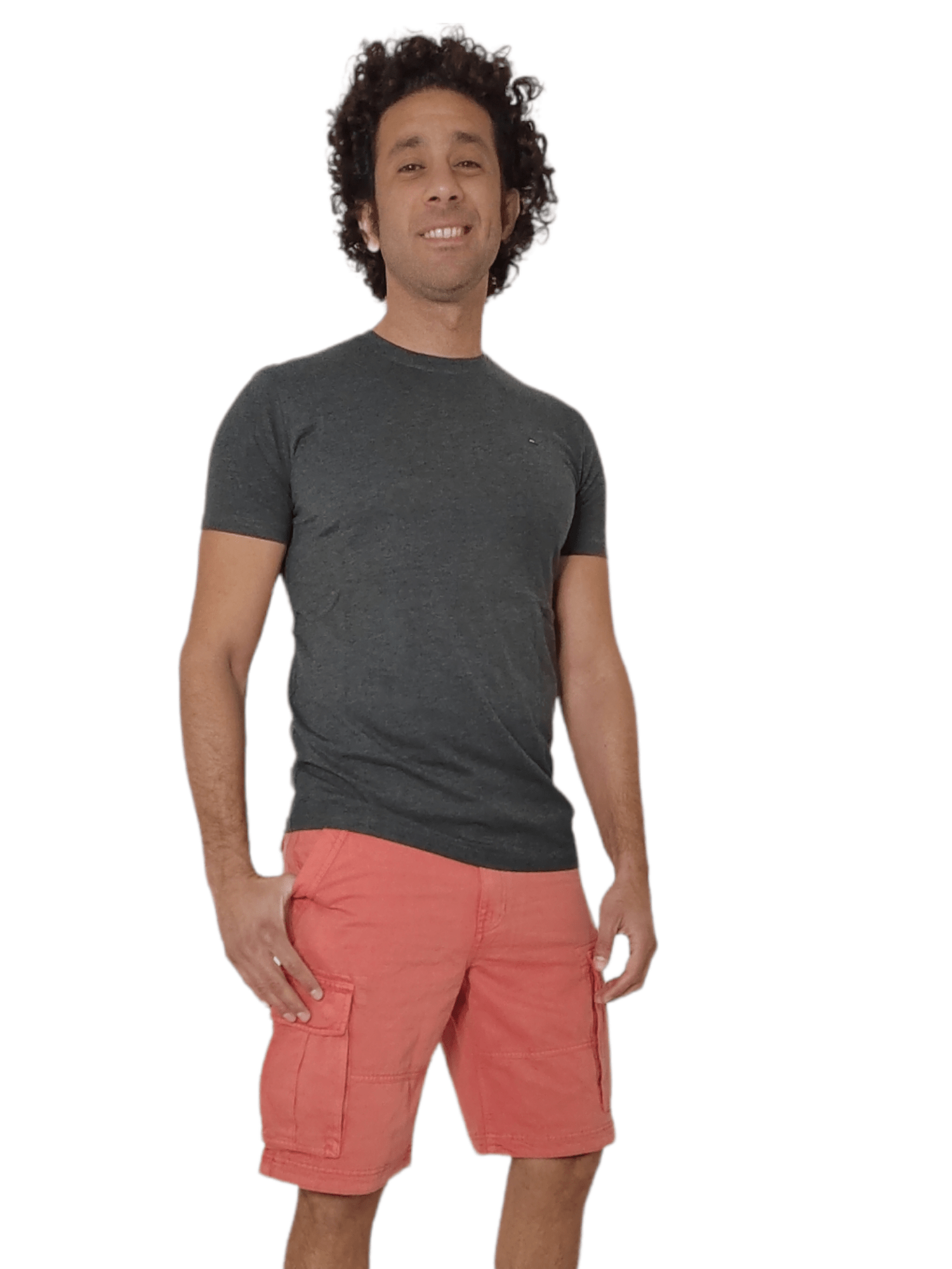 ElOutlet - Men Summer Men Shorts Men Cargo Shorts (Mantaray) - Watermelon Red