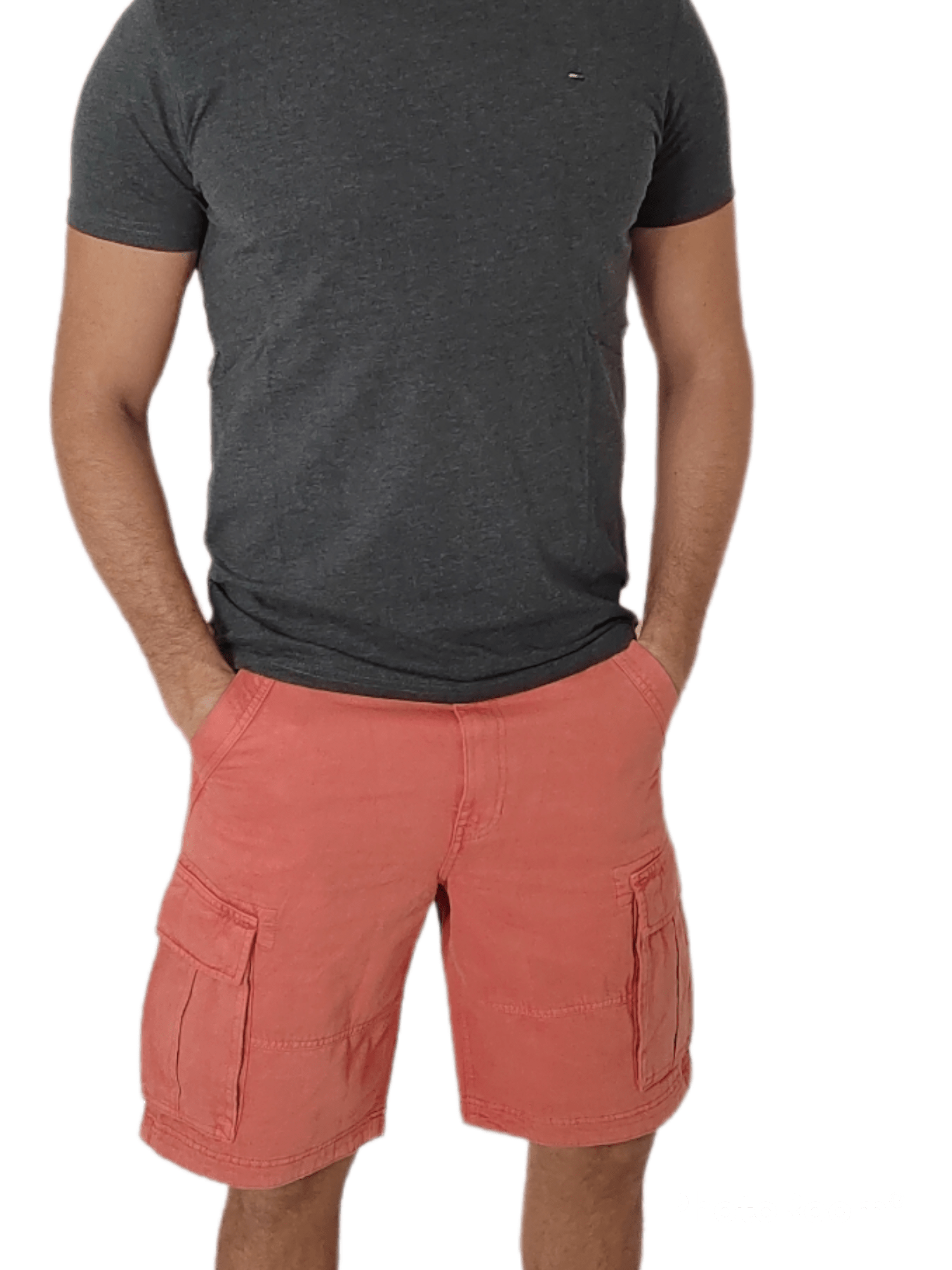 ElOutlet - Men Summer Men Shorts Men Cargo Shorts (Mantaray) - Watermelon Red