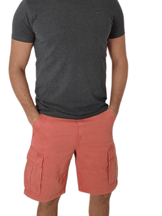 ElOutlet - Men Summer Men Shorts Men Cargo Shorts (Mantaray) - Watermelon Red