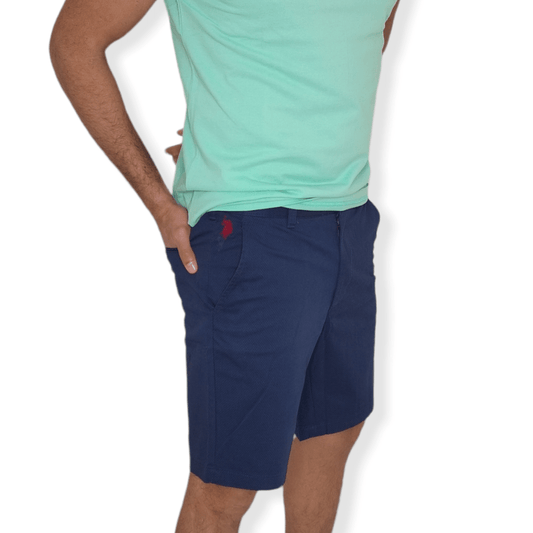 ElOutlet - Men Summer Men Shorts Men Gabardine USP Shorts - Dotted Blue