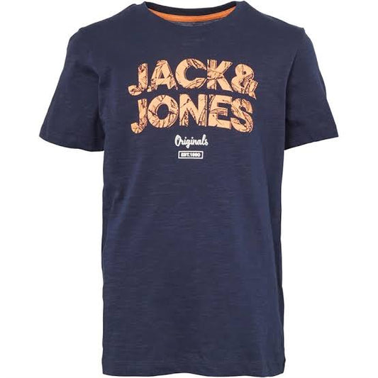 ElOutlet - Men Summer Men T-Shirt L Men J&J Round Tshirt - Dark Blue x Orange
