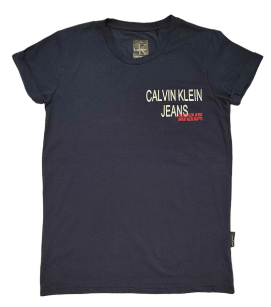 ElOutlet - Men Summer Men T-Shirt Men Round Tshirt (CK) (Slim-Fit) - Dark Blue