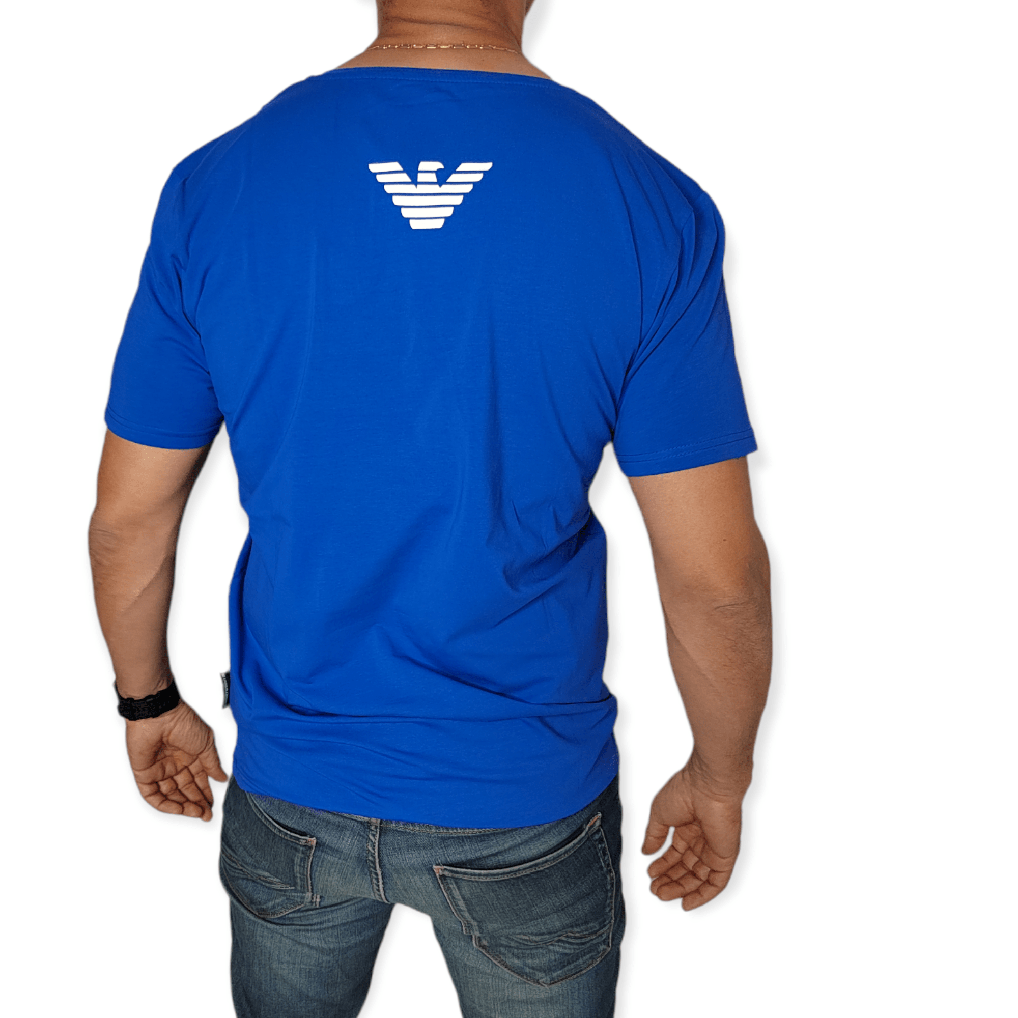 ElOutlet - Men Summer Men T-Shirt Men Round Tshirt (EA7) (Slim-Fit) - Blue