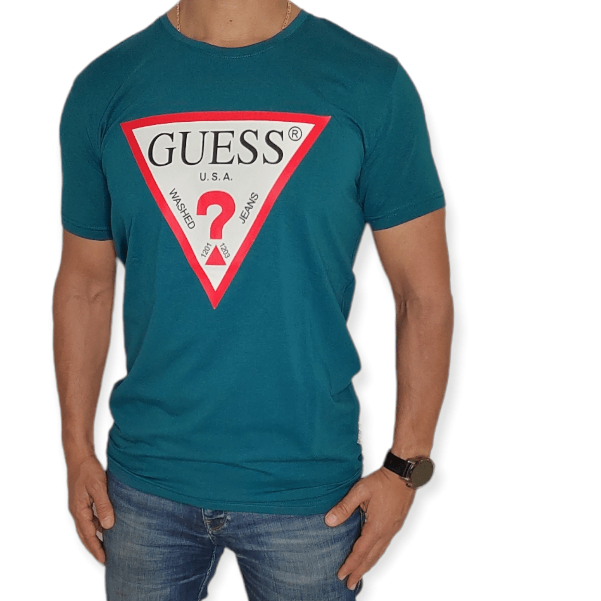 ElOutlet - Men Summer Men T-Shirt Men Round Tshirt (GS) (Slim-Fit) - Petrol