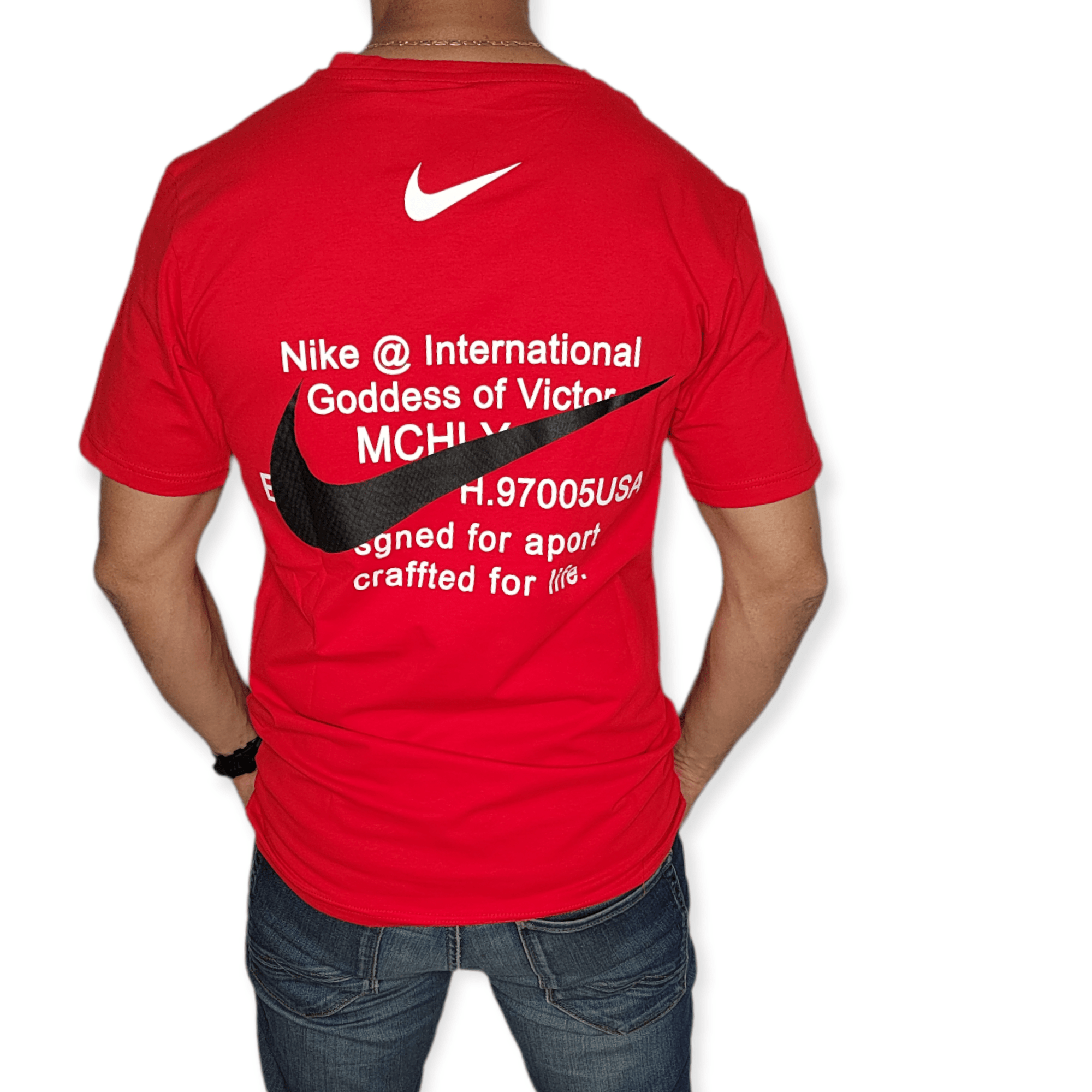 ElOutlet - Men Summer Men T-Shirt Men Round Tshirt (Jordan) (Slim-Fit) - Red