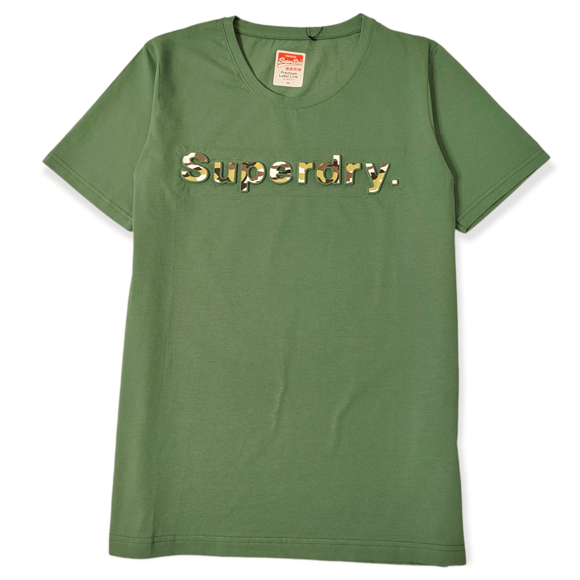 ElOutlet - Men Summer Men T-Shirt Men Round Tshirt (Superdry) - Green
