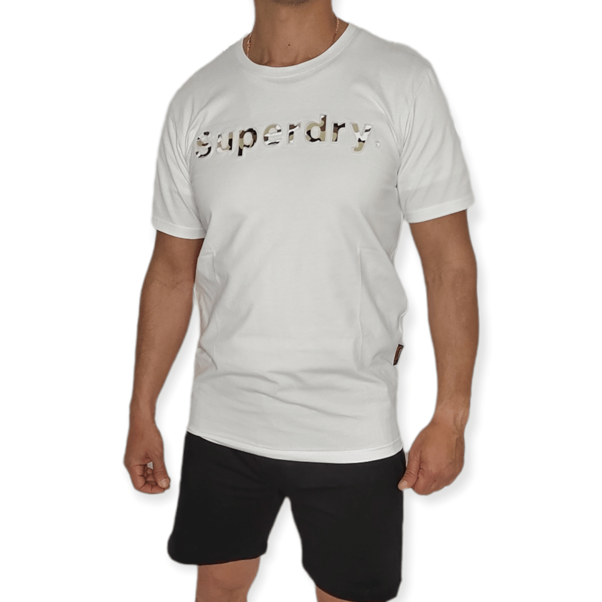 ElOutlet - Men Summer Men T-Shirt Men Round Tshirt (Superdry) - White