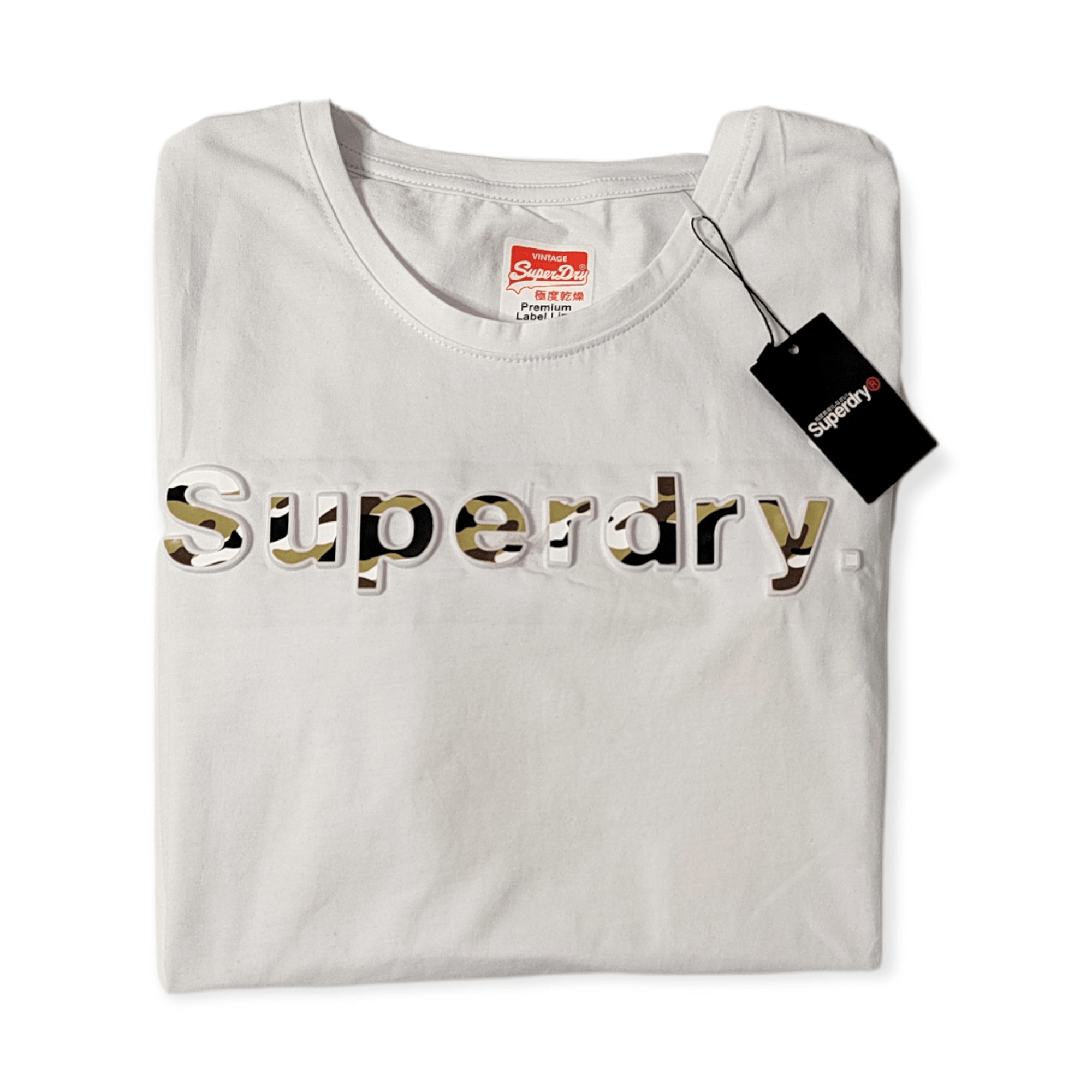 ElOutlet - Men Summer Men T-Shirt Men Round Tshirt (Superdry) - White