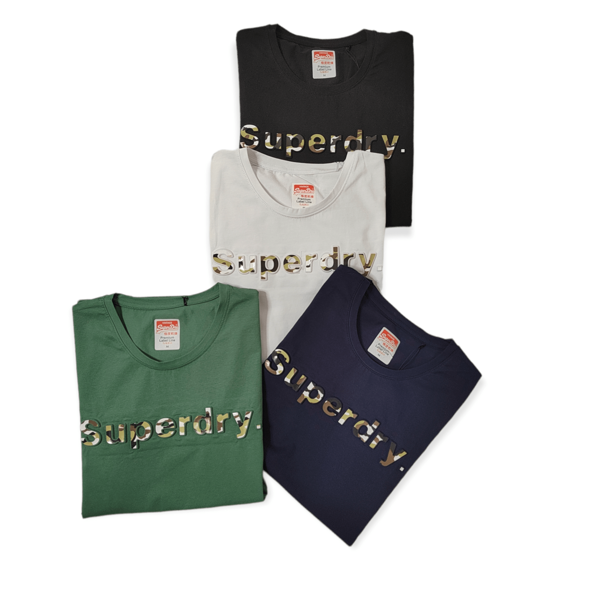 ElOutlet - Men Summer Men T-Shirt Men Round Tshirt (Superdry) - White