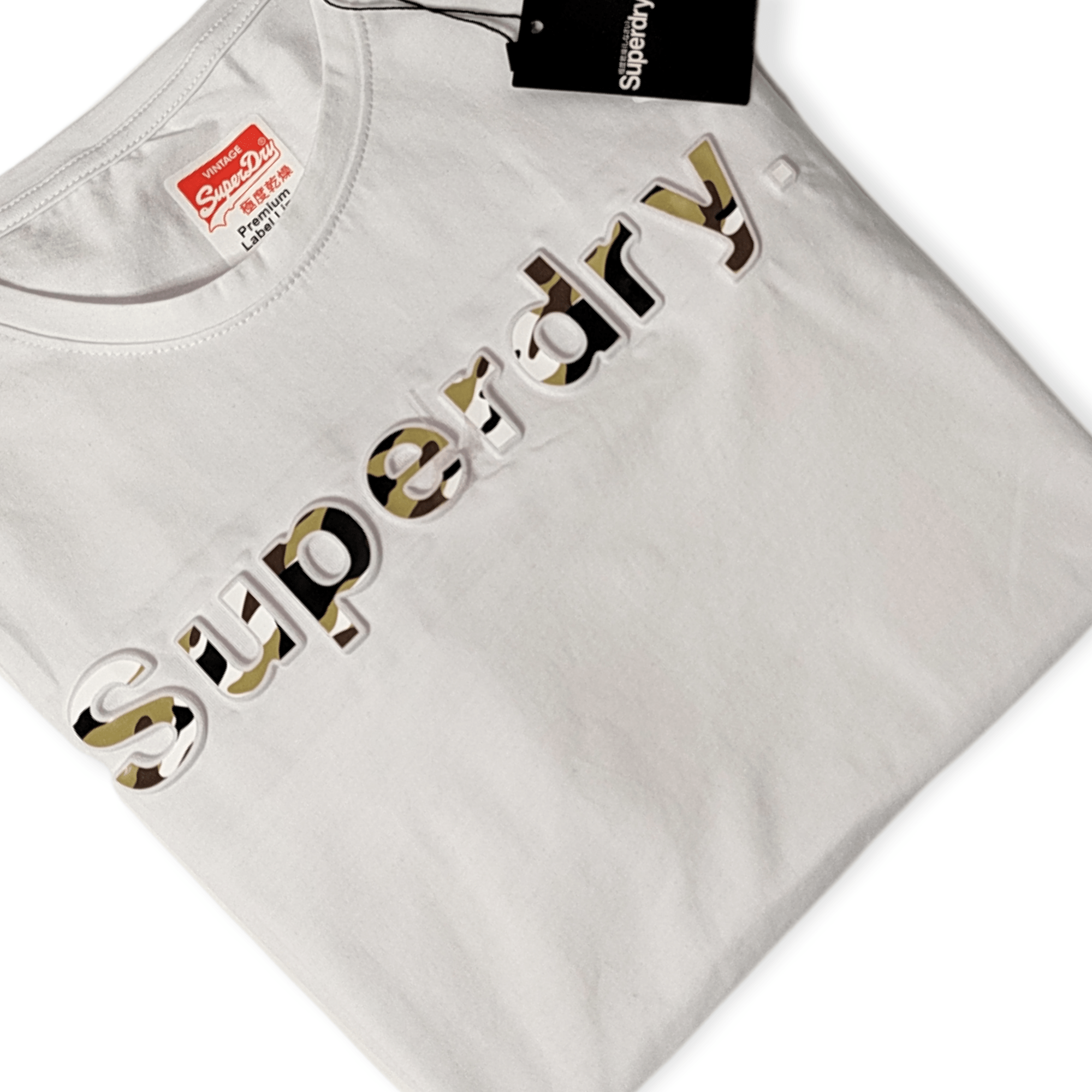 ElOutlet - Men Summer Men T-Shirt Men Round Tshirt (Superdry) - White