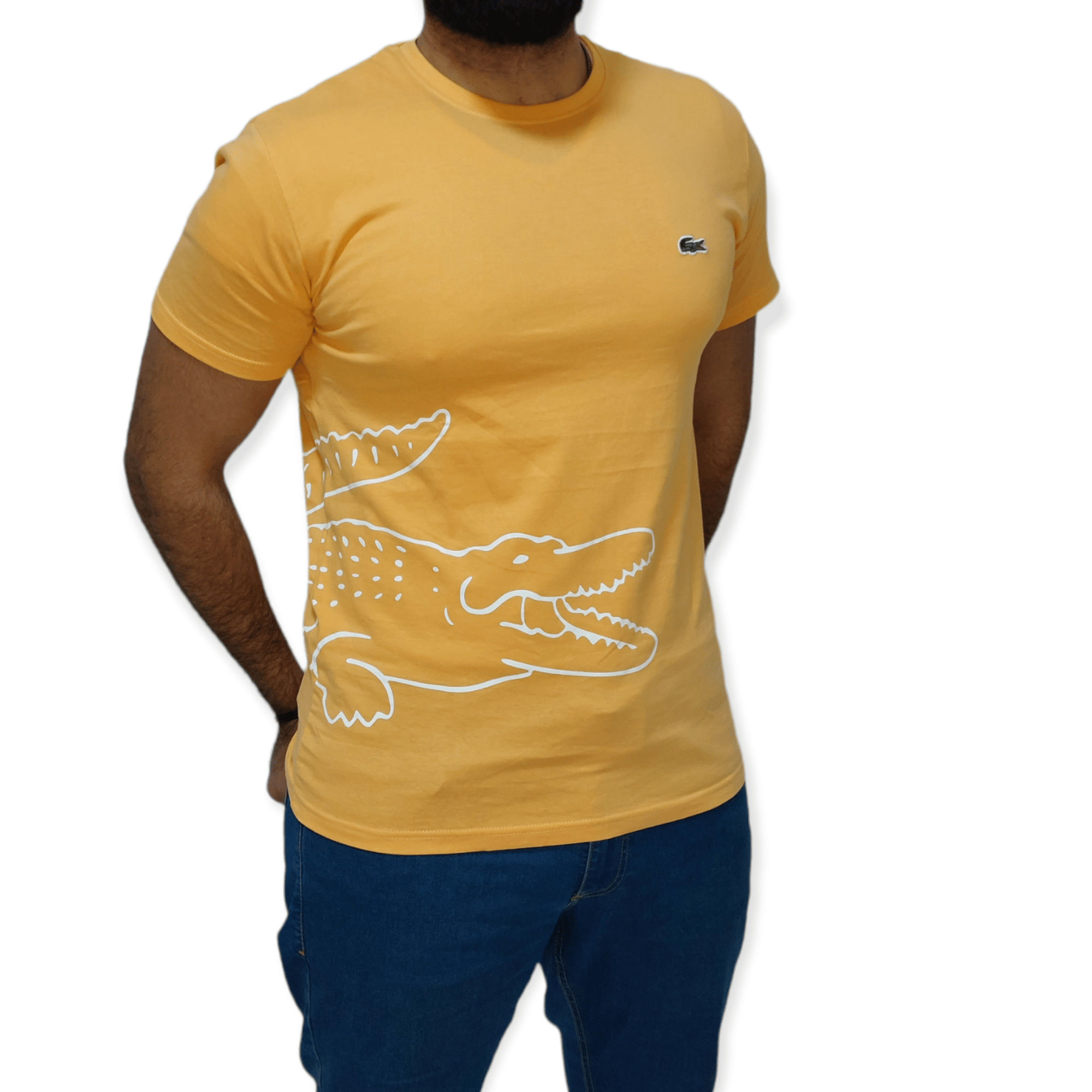 ElOutlet - Men Summer Men T-Shirt Men Slim-Fit Tshirt  (Big C) - Light Orange