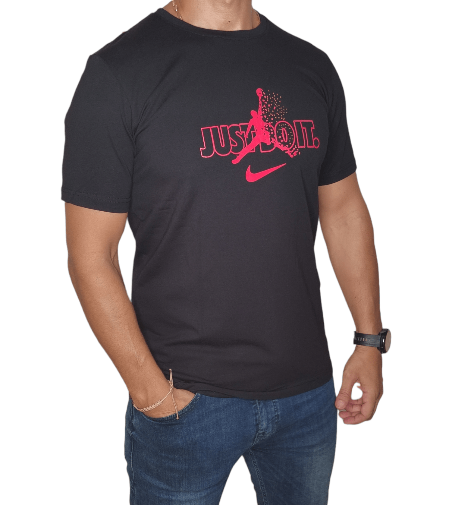 ElOutlet - Men Summer Men T-Shirt Men Tshirt (local made Nike) - "Just Do It" - Black