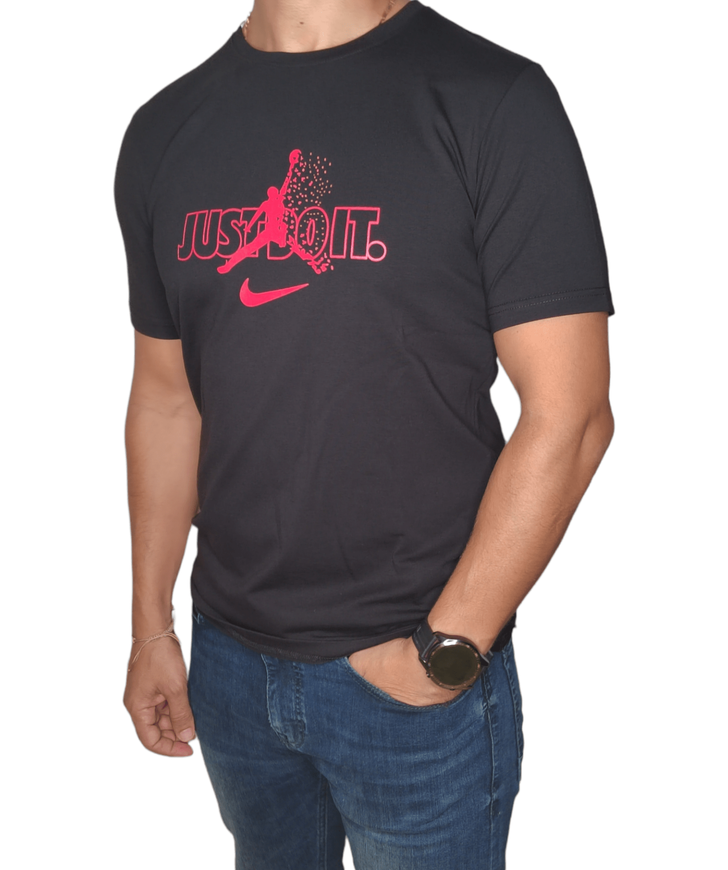 ElOutlet - Men Summer Men T-Shirt Men Tshirt (local made Nike) - "Just Do It" - Black