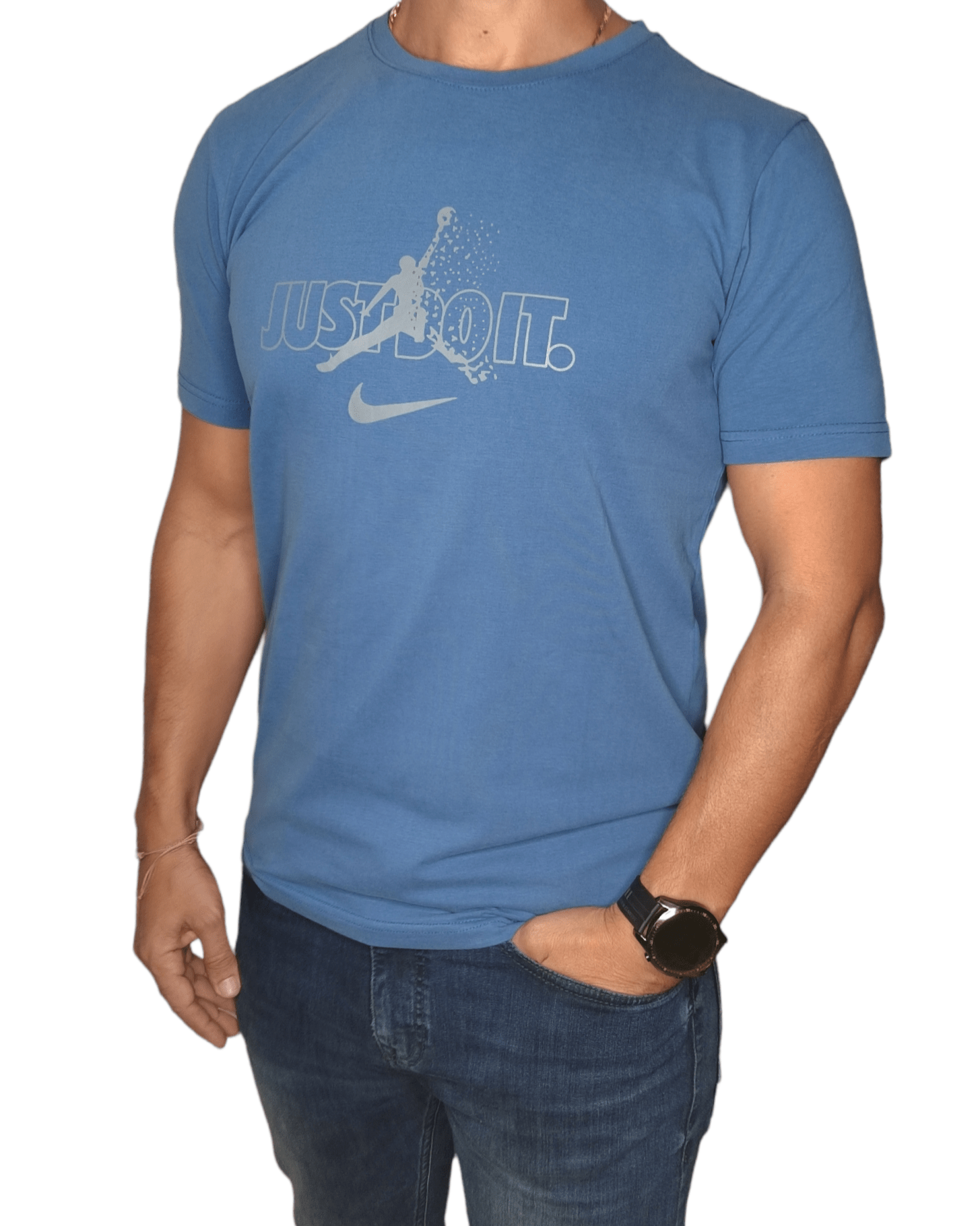 ElOutlet - Men Summer Men T-Shirt Men Tshirt (local made Nike) - "Just Do It" - Petrol