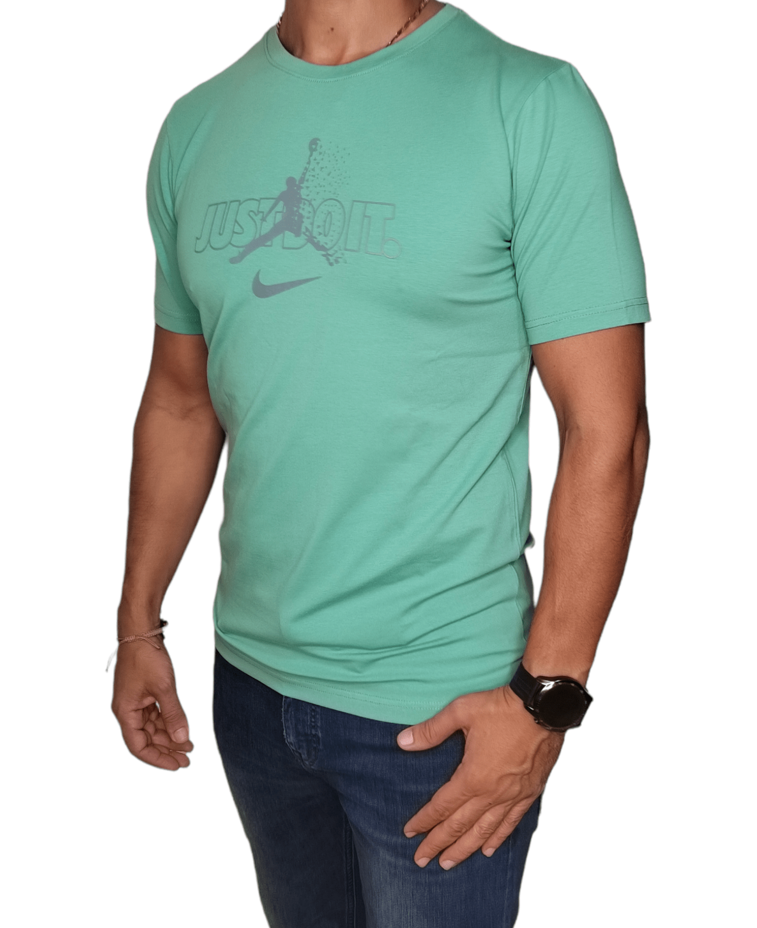 ElOutlet - Men Summer Men T-Shirt Men Tshirt (local made Nike) - "Just Do It" - Pistache