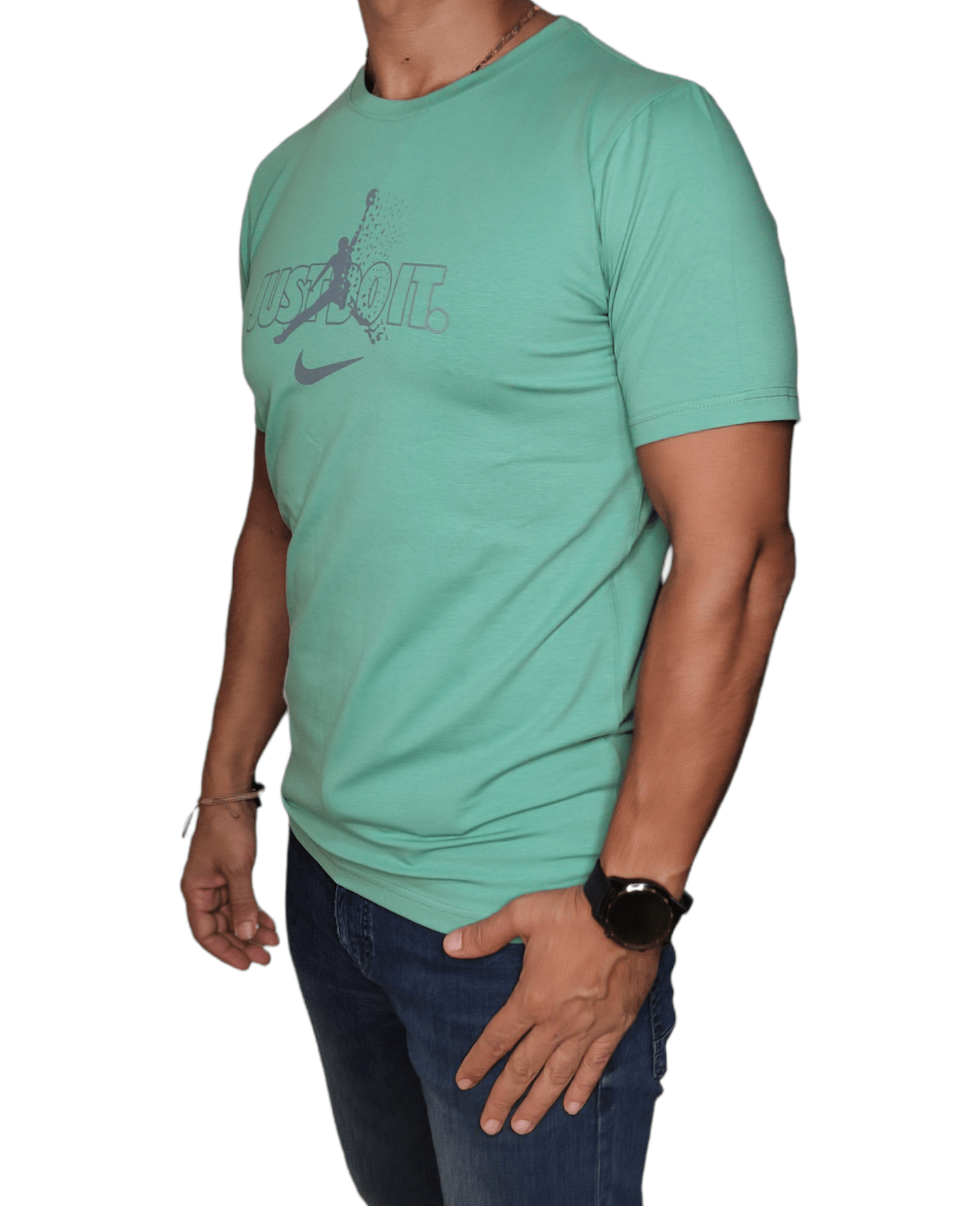 ElOutlet - Men Summer Men T-Shirt Men Tshirt (local made Nike) - "Just Do It" - Pistache