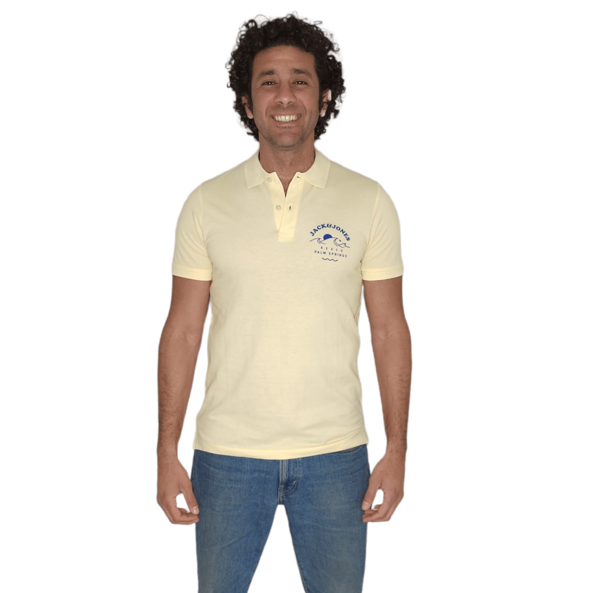 ElOutlet - Men Summer Polo Shirts JJ Polo Shirt - Light Yellow