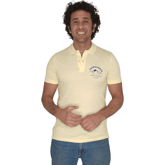 ElOutlet - Men Summer Polo Shirts JJ Polo Shirt - Light Yellow