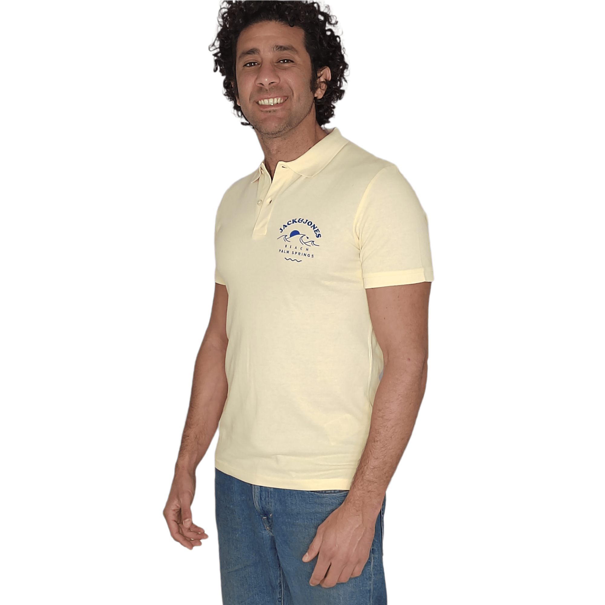 ElOutlet - Men Summer Polo Shirts JJ Polo Shirt - Light Yellow