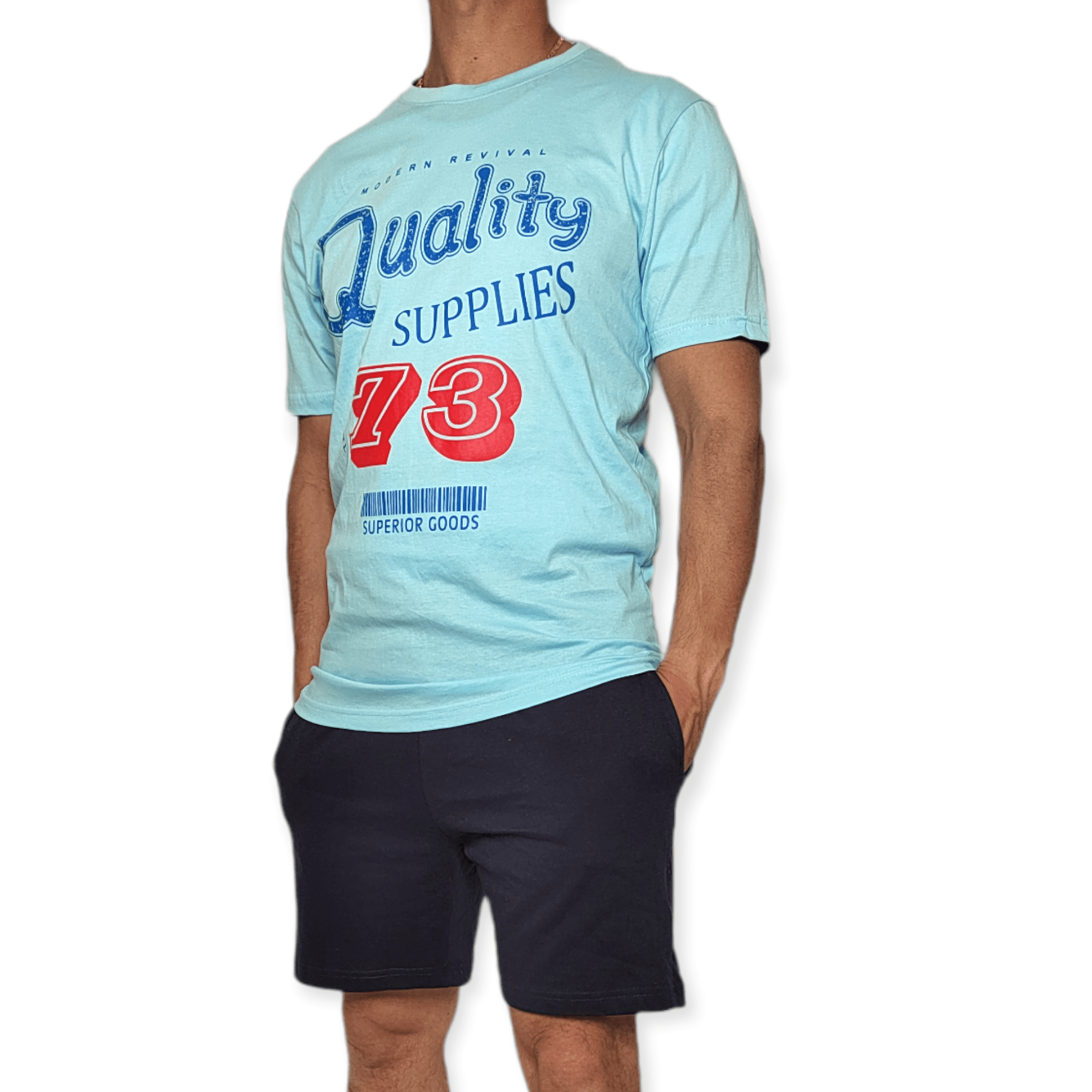 ElOutlet - Men Summer Pyjamas Men Summer Pajama - Quality - Light Blue