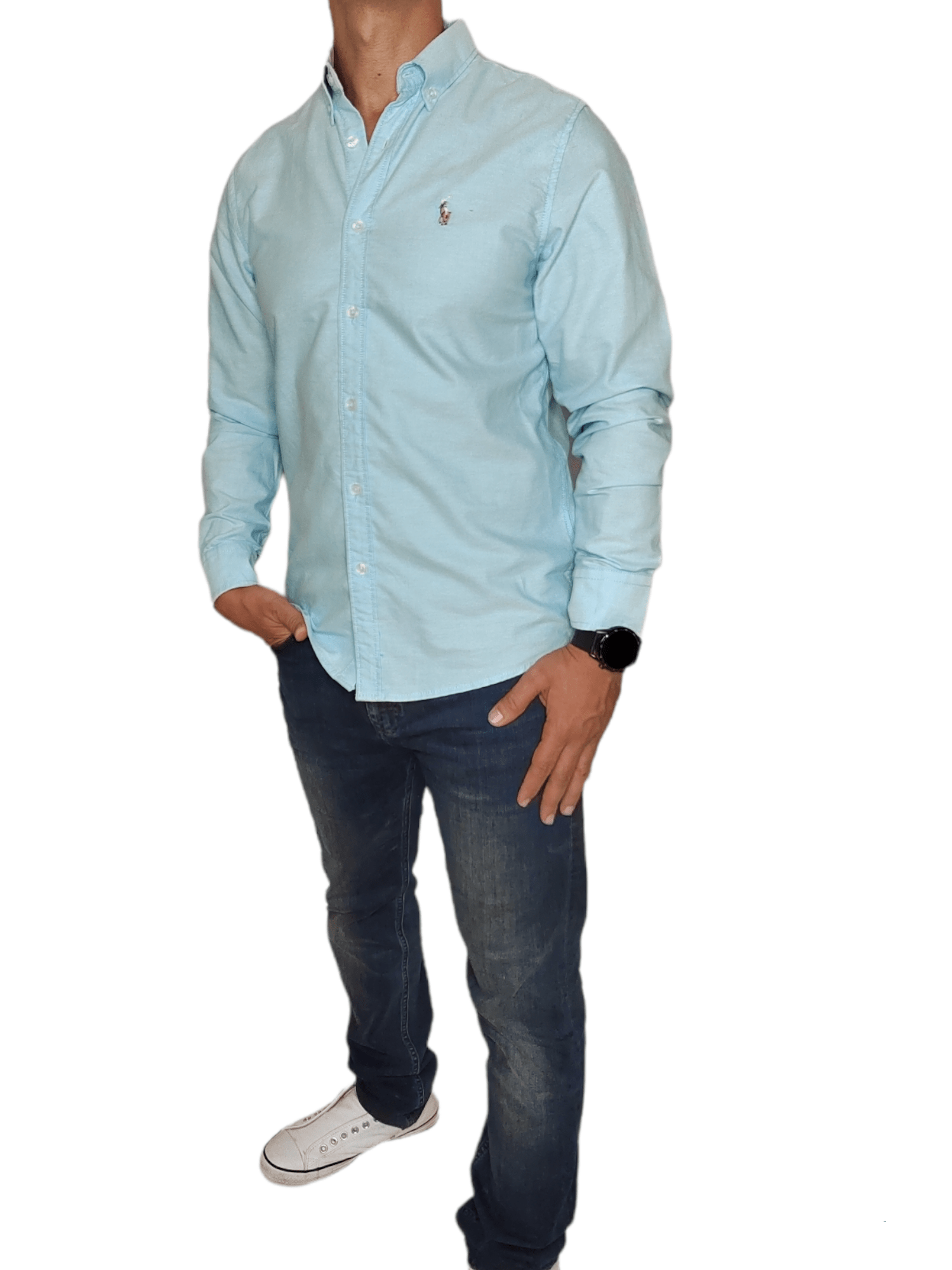 ElOutlet - Men Summer Shirts Men (local Polo) Shirt (Slim-Fit) - Light Blue