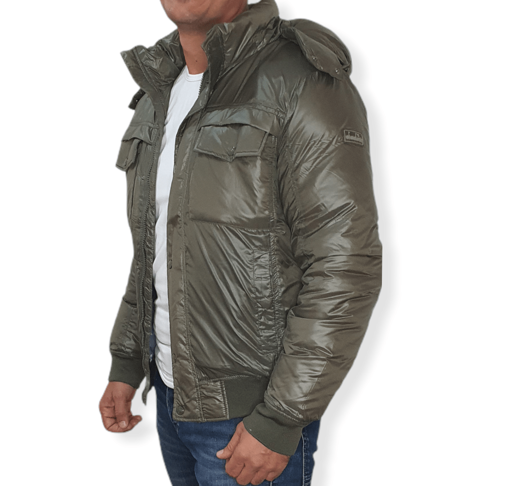 ElOutlet Men Sweaters Men's Puffer Sweater - Olive Green