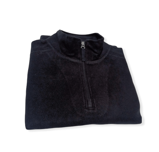 ElOutlet Men Sweatshirt 2XL (64cm) FleeceShirt Half-Zipper Collar - Black