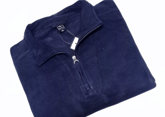 ElOutlet Men Sweatshirt 2XL (64cm) FleeceShirt Half-Zipper Collar - Blue Black