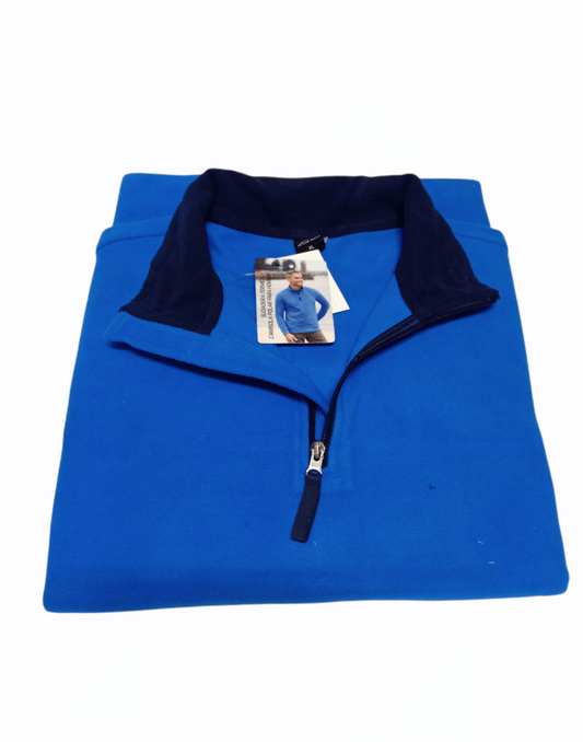 ElOutlet Men Sweatshirt FleeceShirt Half-Zipper Collar - Blue