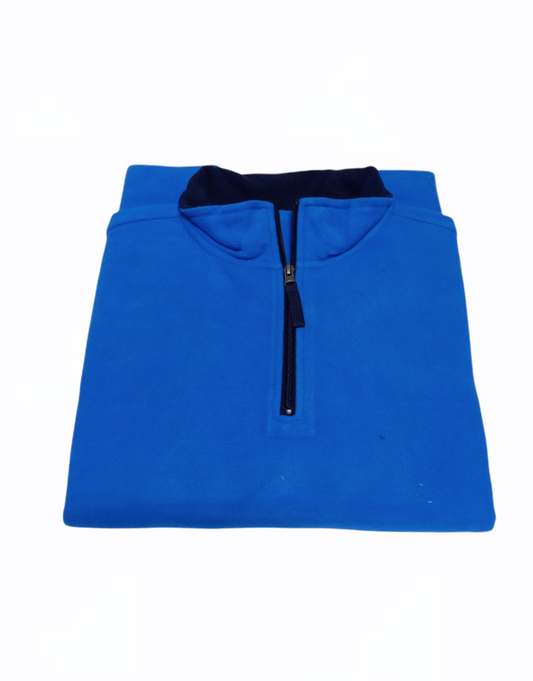 ElOutlet Men Sweatshirt FleeceShirt Half-Zipper Collar - Blue
