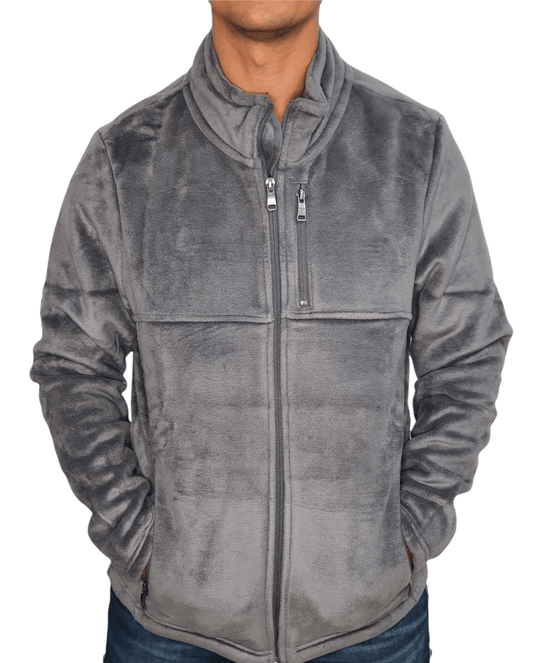 ElOutlet Men Sweatshirt FleeceShirt High-Collar - Grey