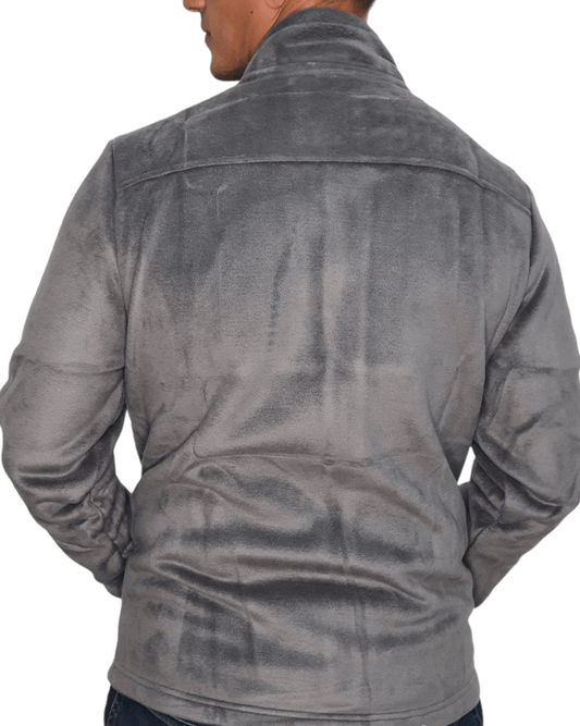 ElOutlet Men Sweatshirt FleeceShirt High-Collar - Grey